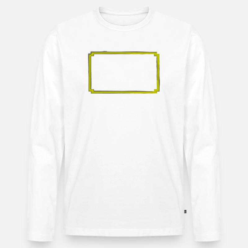 gelb-grauer Rahmen - Männer Premium Bio Langarmshirt - Weiß