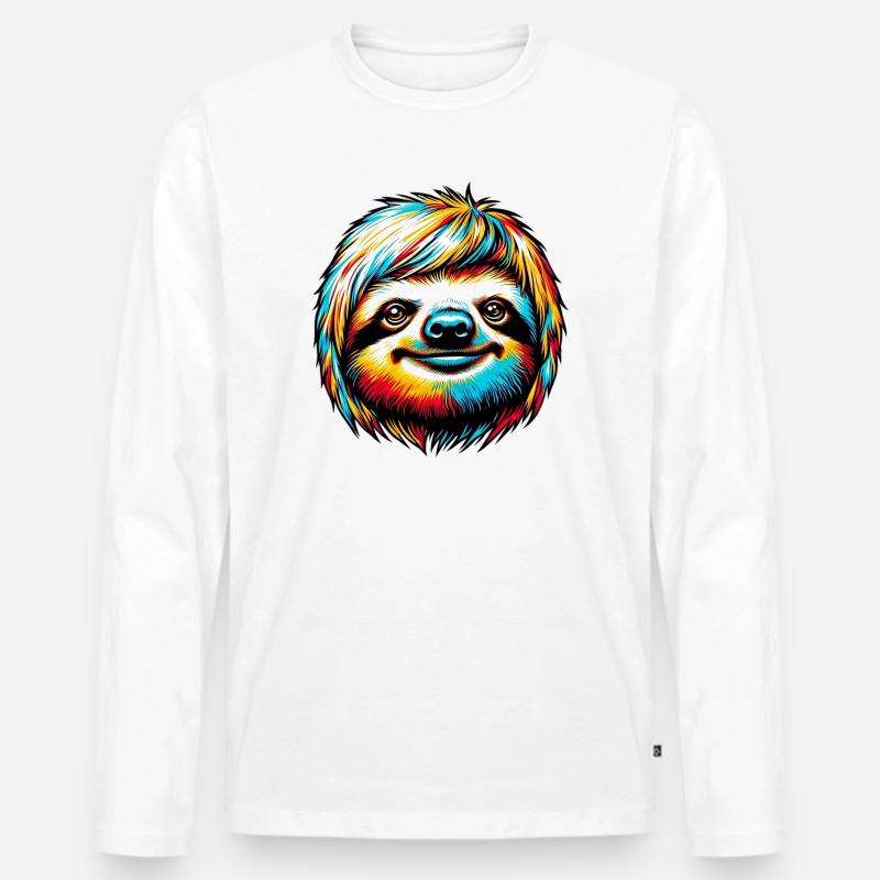 Faultier - Männer Premium Bio Langarmshirt - Weiß
