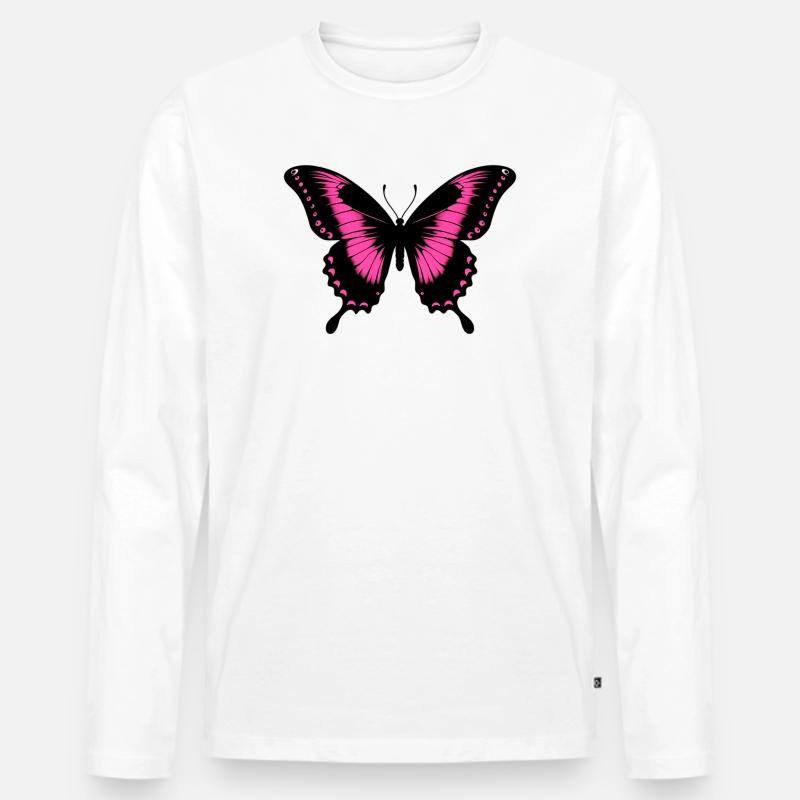 Schmetterling - Männer Premium Bio Langarmshirt - Weiß