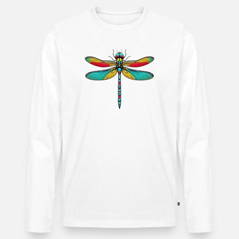 Libelle - Männer Premium Bio Langarmshirt - Weiß