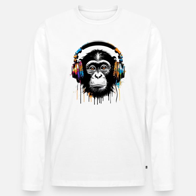 Affe - Männer Premium Bio Langarmshirt - Weiß