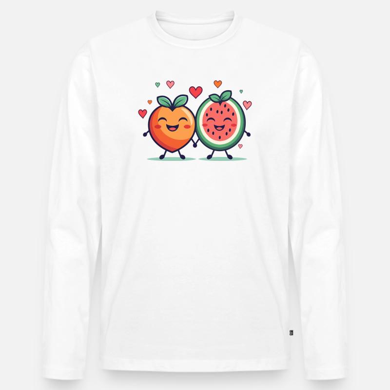 Fruchtige Leidenschaft, Liebe - Männer Premium Bio Langarmshirt - Weiß