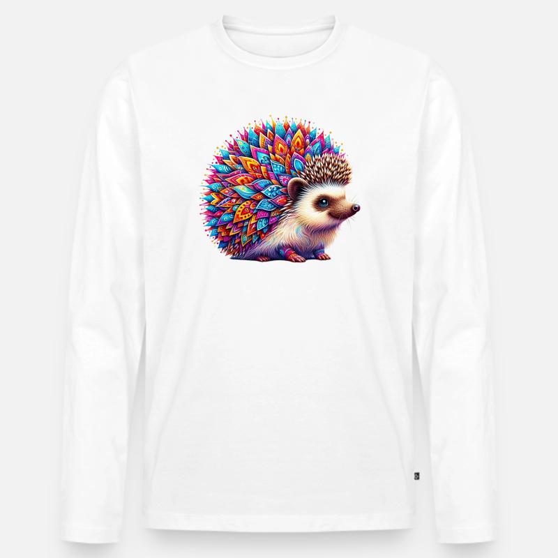 Igel - Männer Premium Bio Langarmshirt - Weiß