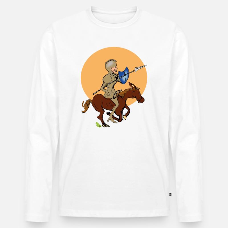 Ritter auf Pferd - Männer Premium Bio Langarmshirt - Weiß