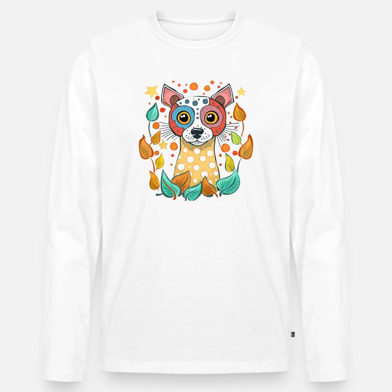 Doggie - Männer Premium Bio Langarmshirt - Weiß