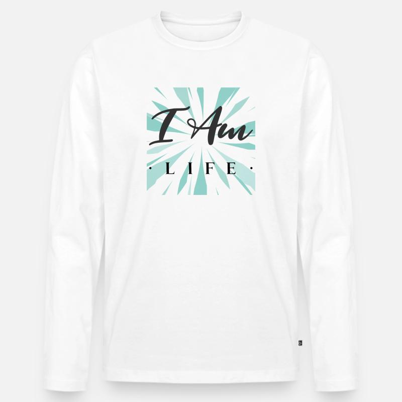 Ich bin das Leben - Männer Premium Bio Langarmshirt - Weiß