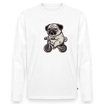 Drôle Carlin Tapis Roulant Vélo Bizarre Ennuyé - T-shirt manches longues Premium bio Homme - blanc - Devant - Nico (187cm)