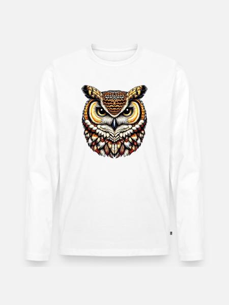 Owl - Men's Premium Organic Long Sleeve Shirt - white