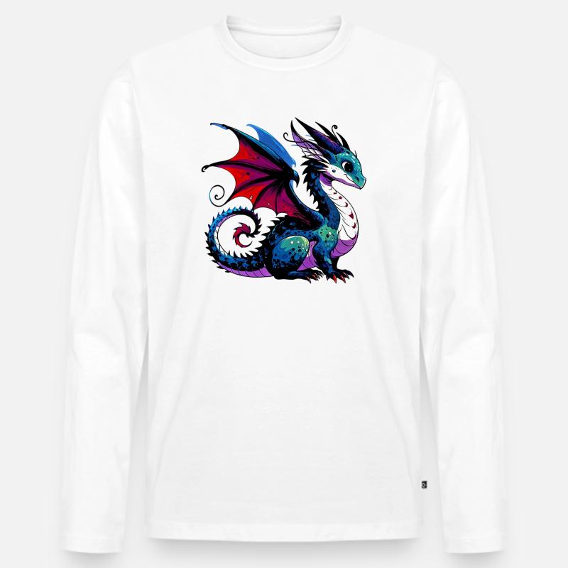 Drache - Männer Premium Bio Langarmshirt - Weiß