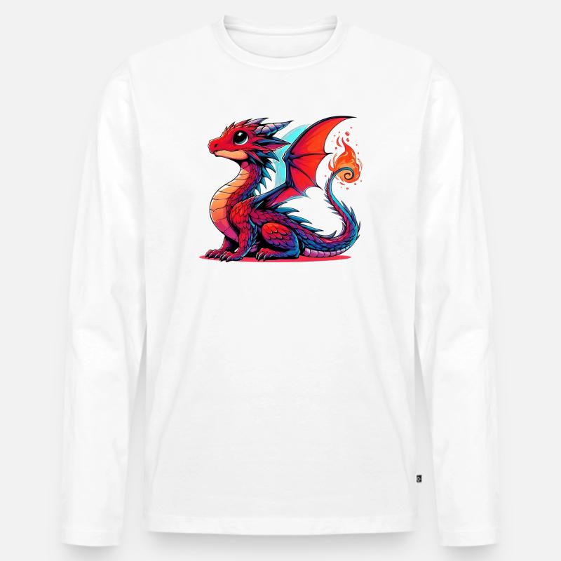 Drache - Männer Premium Bio Langarmshirt - Weiß