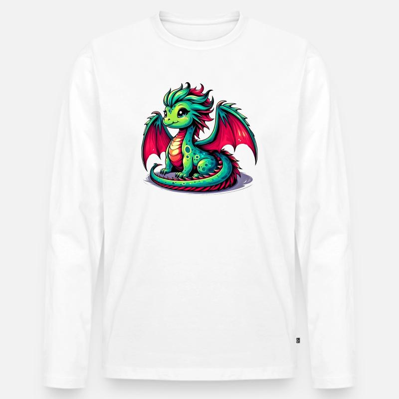 Drache - Männer Premium Bio Langarmshirt - Weiß