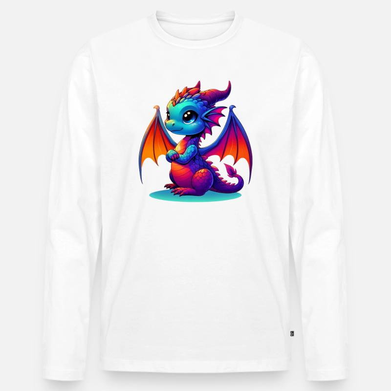 Drache - Männer Premium Bio Langarmshirt - Weiß