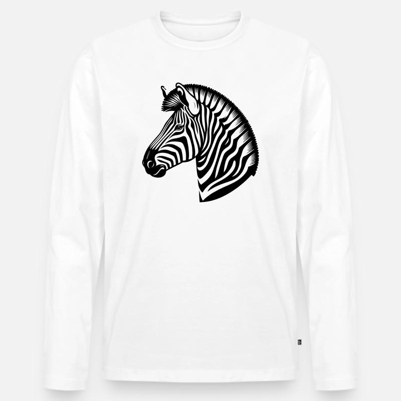 Zebra - Männer Premium Bio Langarmshirt - Weiß