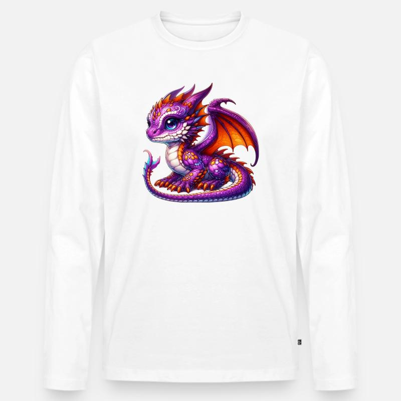 Drache - Männer Premium Bio Langarmshirt - Weiß