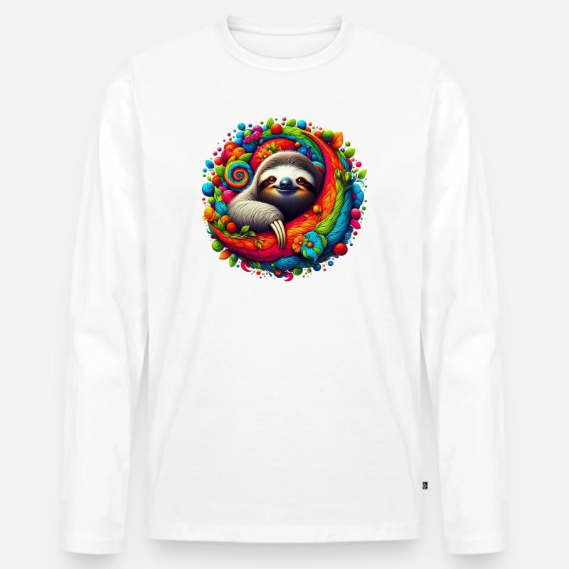 Faultier - Männer Premium Bio Langarmshirt - Weiß