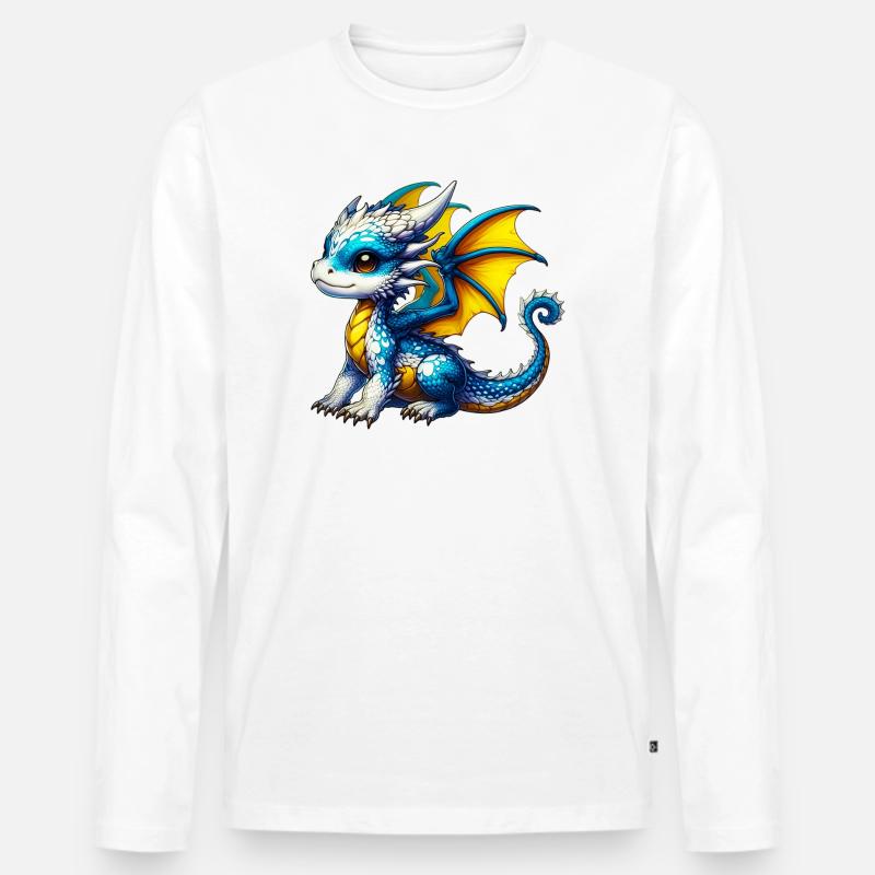 Drache - Männer Premium Bio Langarmshirt - Weiß