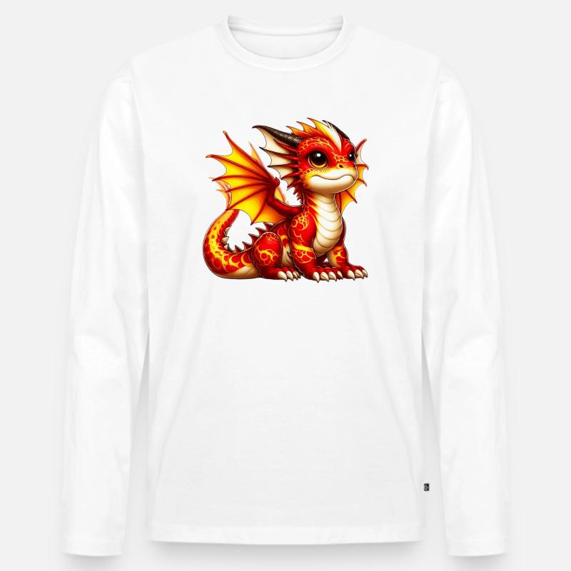 Drache - Männer Premium Bio Langarmshirt - Weiß