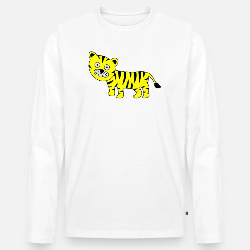 Tiger Lustig - Männer Premium Bio Langarmshirt - Weiß