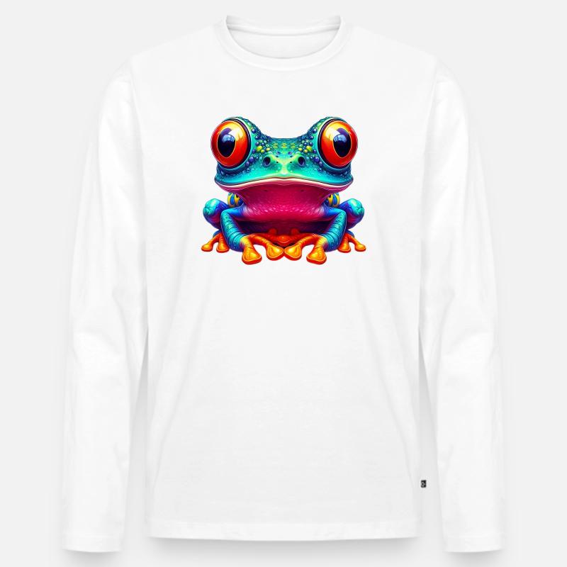 Frosch - Männer Premium Bio Langarmshirt - Weiß