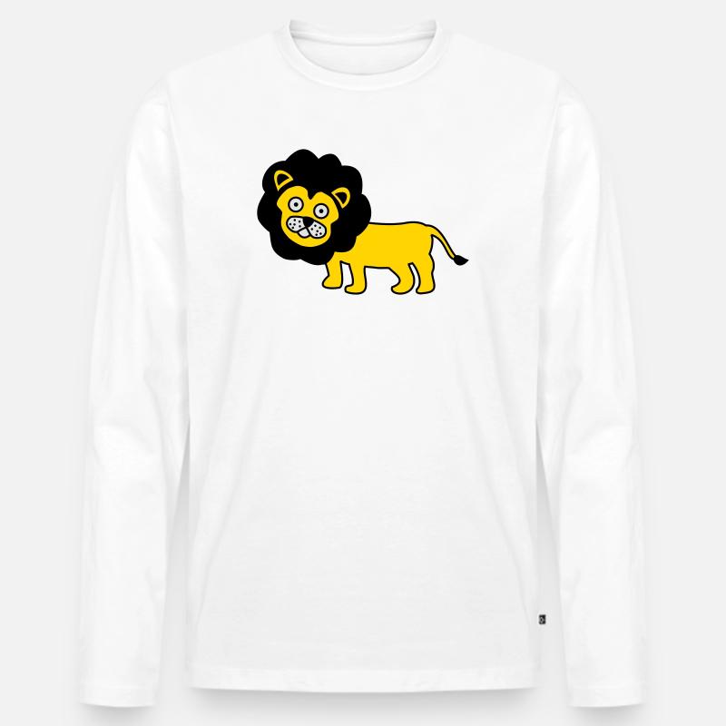 Löwe als Kinder Design - Männer Premium Bio Langarmshirt - Weiß