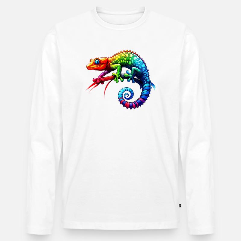 Gecko - Männer Premium Bio Langarmshirt - Weiß