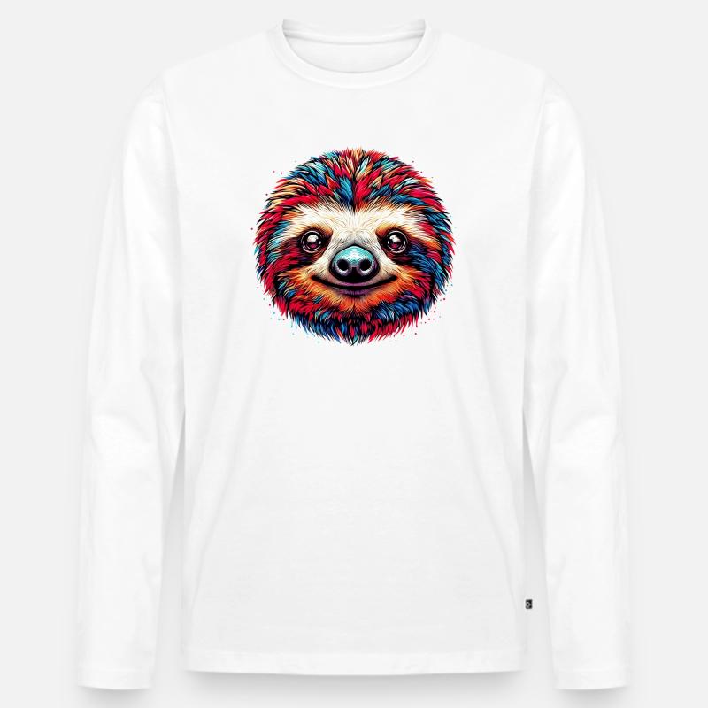 Faultier - Männer Premium Bio Langarmshirt - Weiß