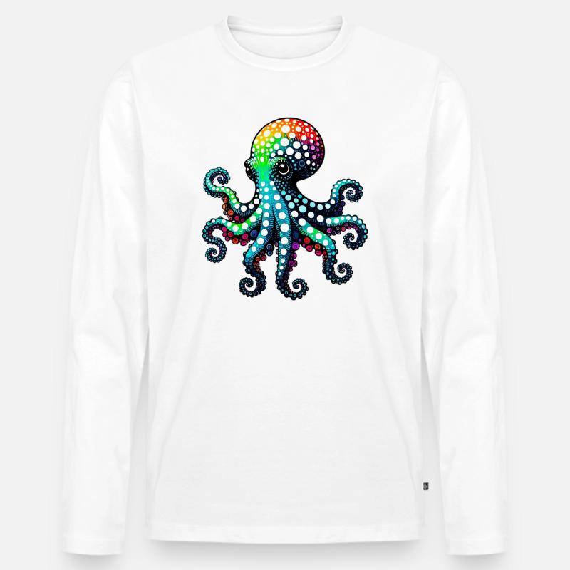 Krake - Männer Premium Bio Langarmshirt - Weiß