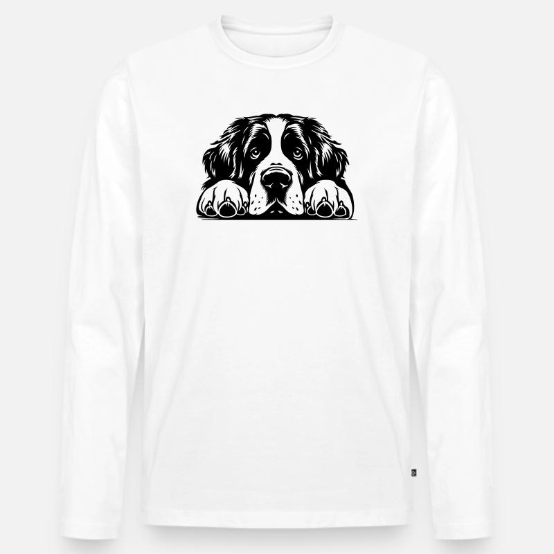 Bernhardiner Kopf mit Pfoten - Männer Premium Bio Langarmshirt - Weiß