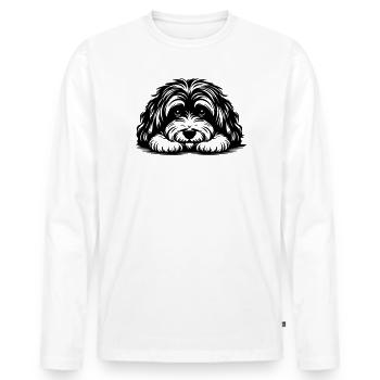 Havaneser Kopf mit Pfoten - Männer Premium Bio Langarmshirt - Weiß - Vorne - Nico (187cm)