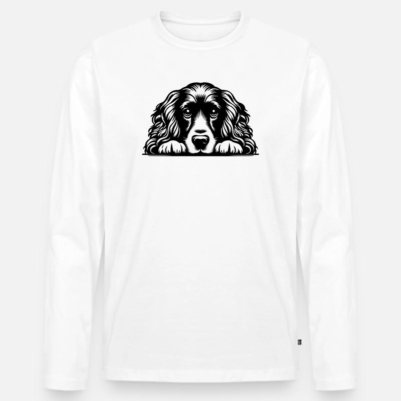 Cocker Spaniel Kopf mit Pfoten - Männer Premium Bio Langarmshirt - Weiß