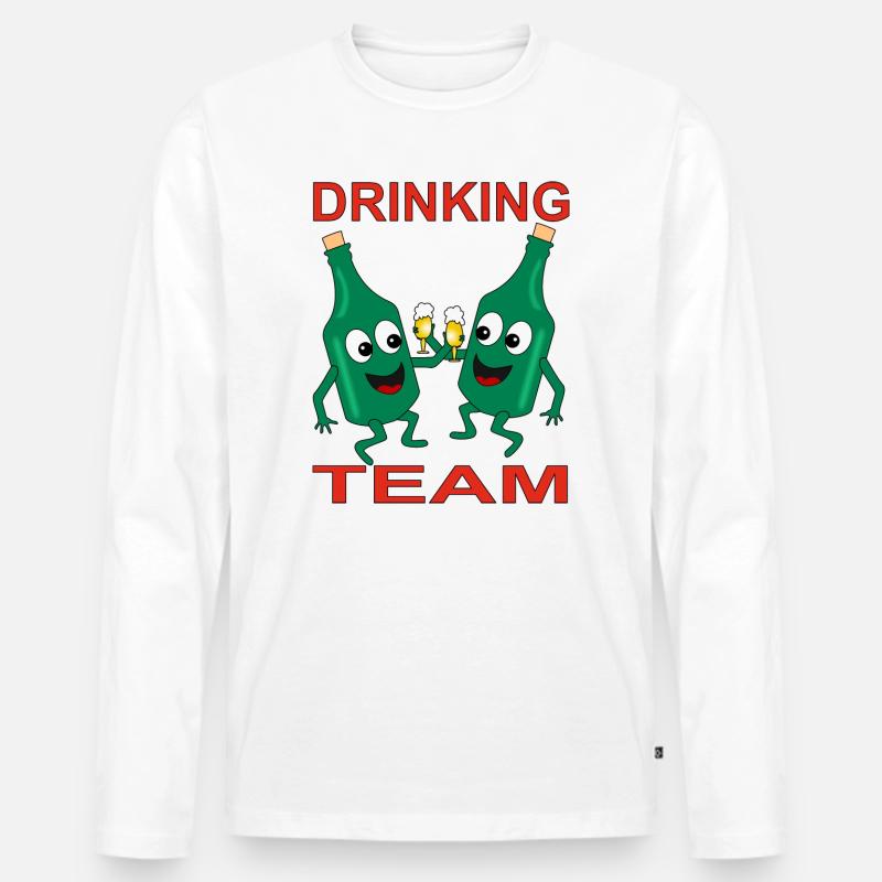 Verschmitzte Bierflaschen Trinkteam - Männer Premium Bio Langarmshirt - Weiß