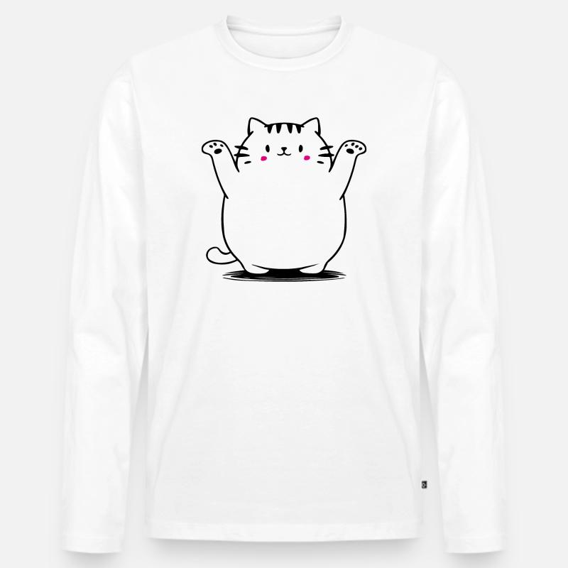 Süße Katze - Männer Premium Bio Langarmshirt - Weiß