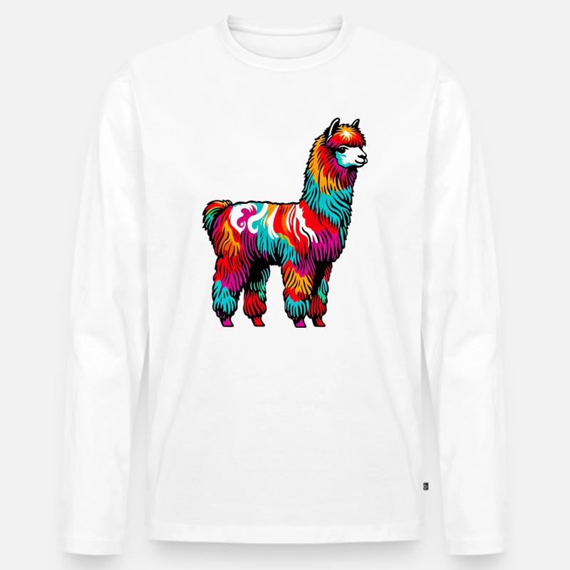 Alpaka - Männer Premium Bio Langarmshirt - Weiß