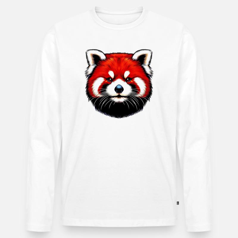 Kleiner Panda - Männer Premium Bio Langarmshirt - Weiß