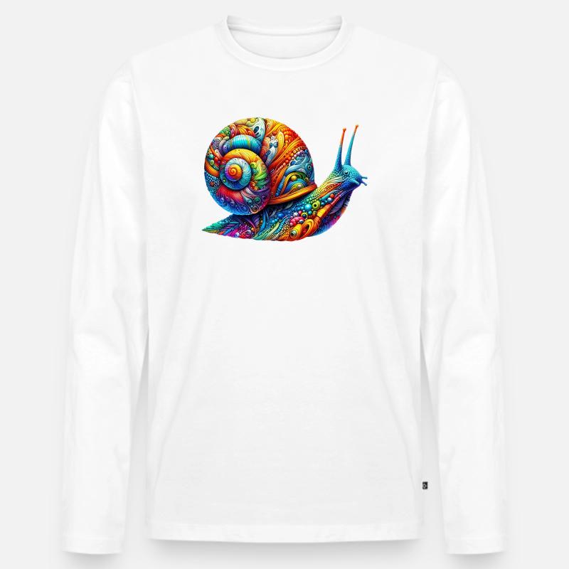Schnecke - Männer Premium Bio Langarmshirt - Weiß