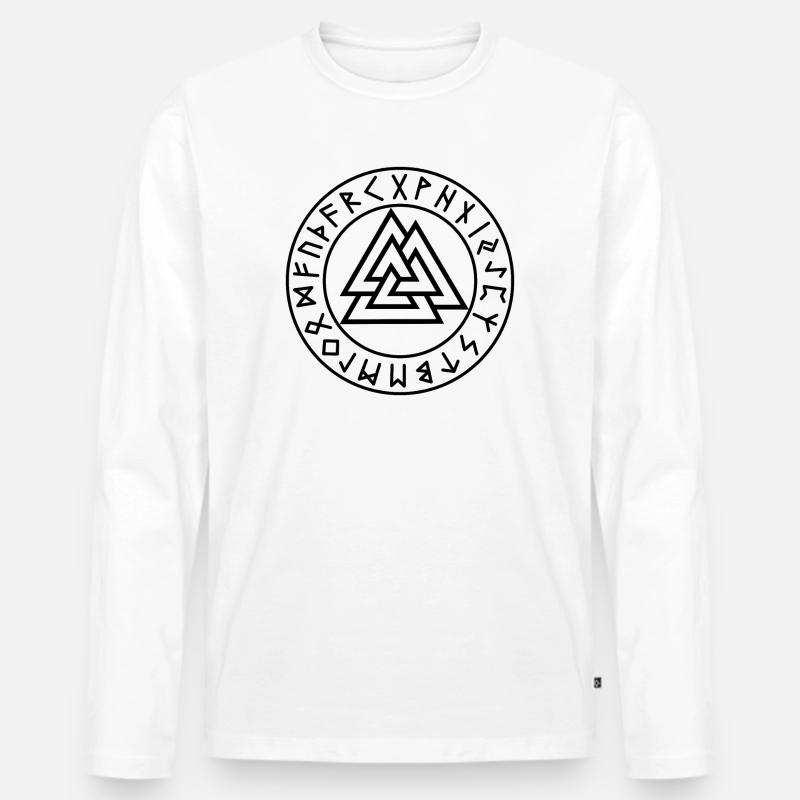 Valknut schwarzer Runenkreis - Männer Premium Bio Langarmshirt - Weiß