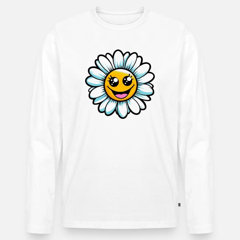 Gänseblümchen - Männer Premium Bio Langarmshirt - Weiß