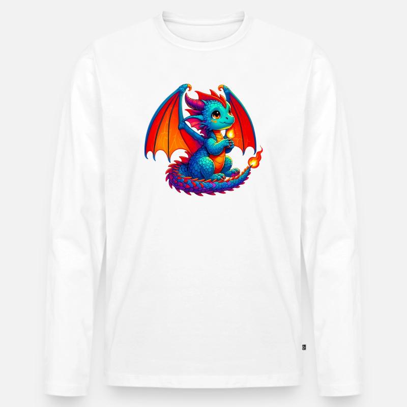 Drache - Männer Premium Bio Langarmshirt - Weiß