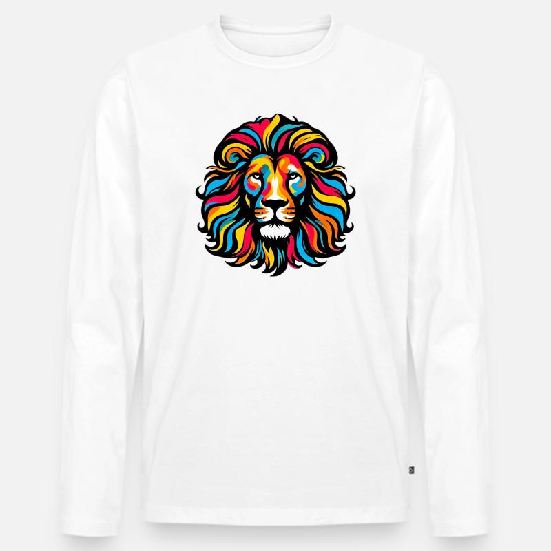 Löwe - Männer Premium Bio Langarmshirt - Weiß