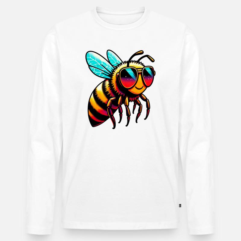 Biene - Männer Premium Bio Langarmshirt - Weiß