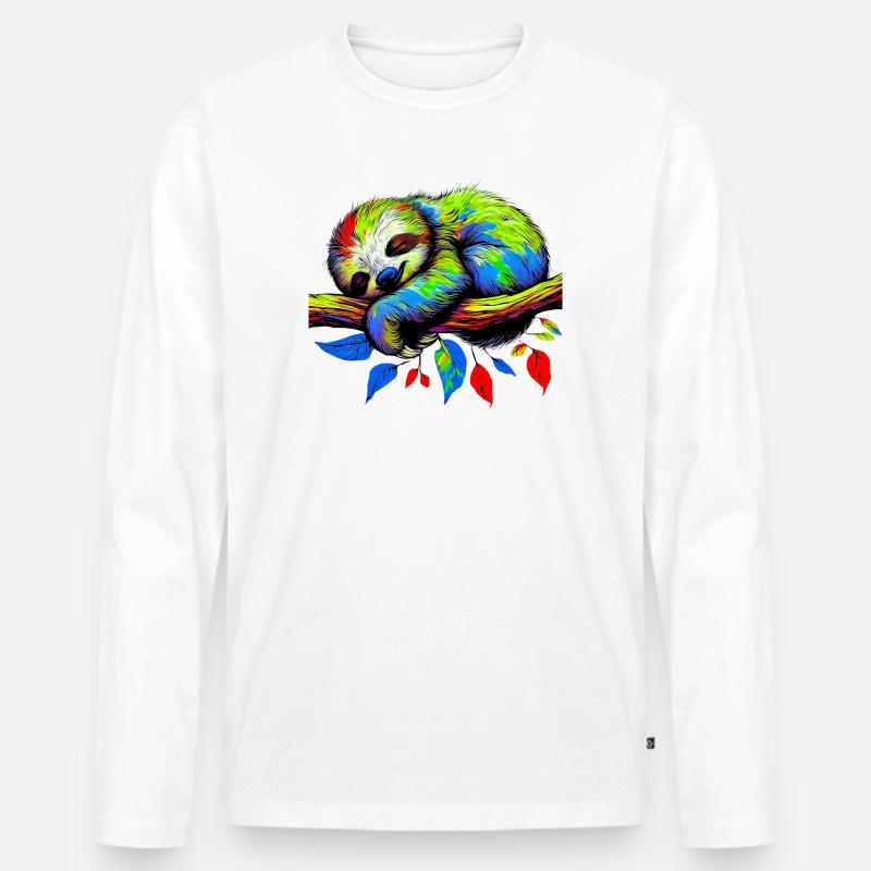 Faultier - Männer Premium Bio Langarmshirt - Weiß