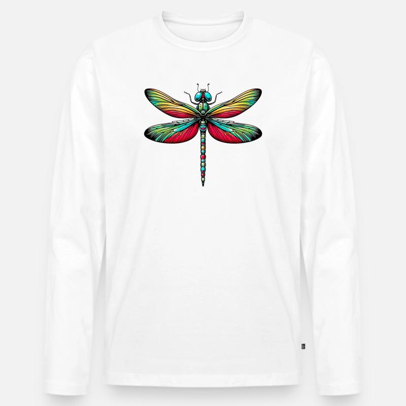 Libelle - Männer Premium Bio Langarmshirt - Weiß