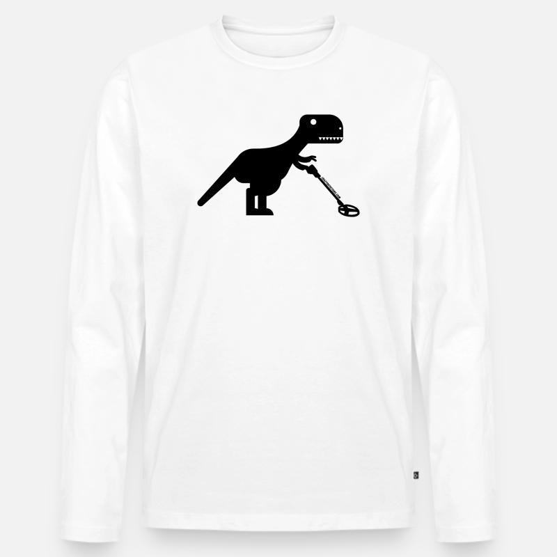 T-Rex sondelt - Männer Premium Bio Langarmshirt - Weiß