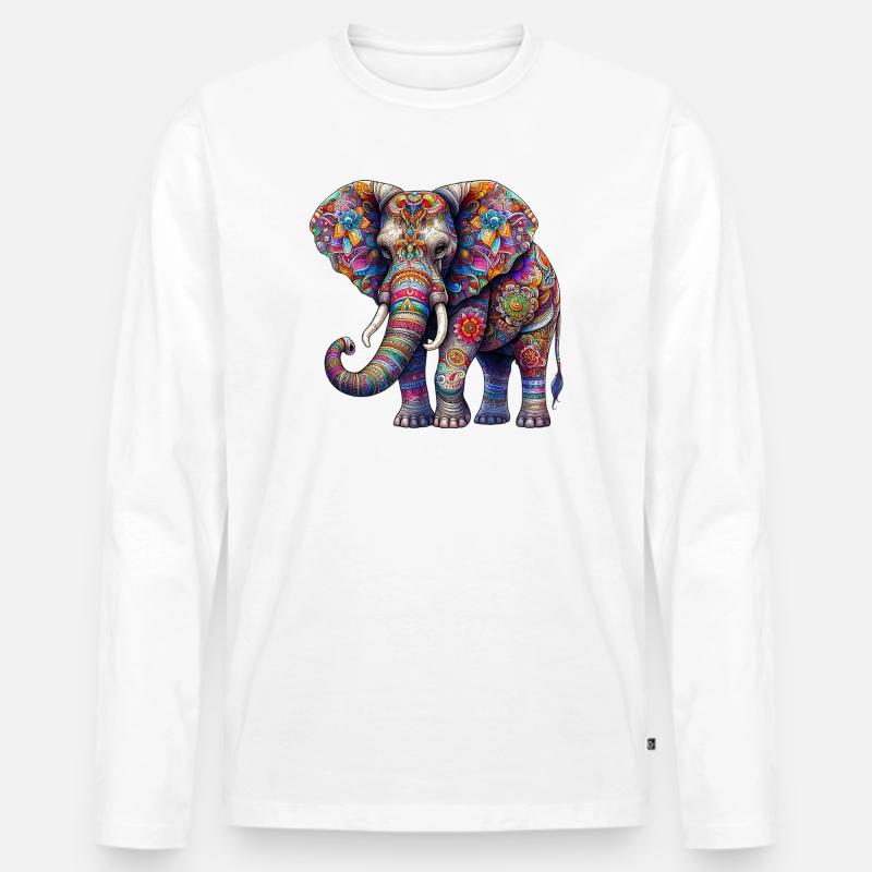 Elefant - Männer Premium Bio Langarmshirt - Weiß