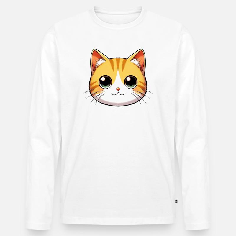 Katze - Männer Premium Bio Langarmshirt - Weiß