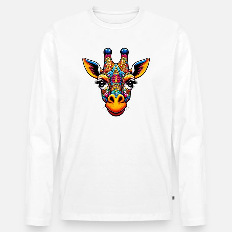 Giraffe - Männer Premium Bio Langarmshirt - Weiß