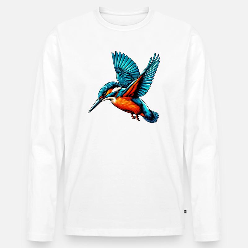 Eisvogel - Männer Premium Bio Langarmshirt - Weiß