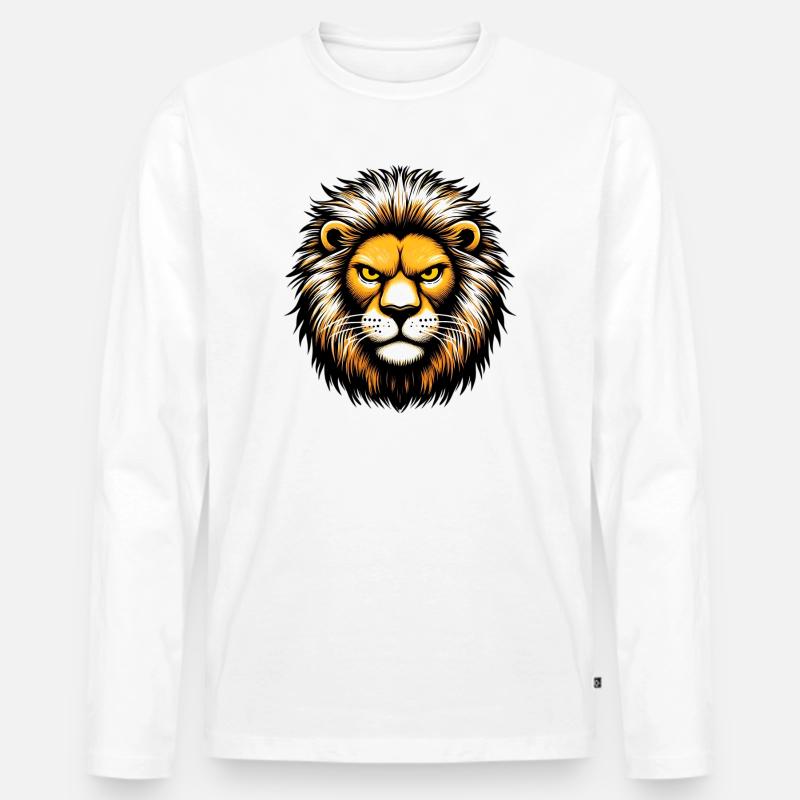 Löwe - Männer Premium Bio Langarmshirt - Weiß