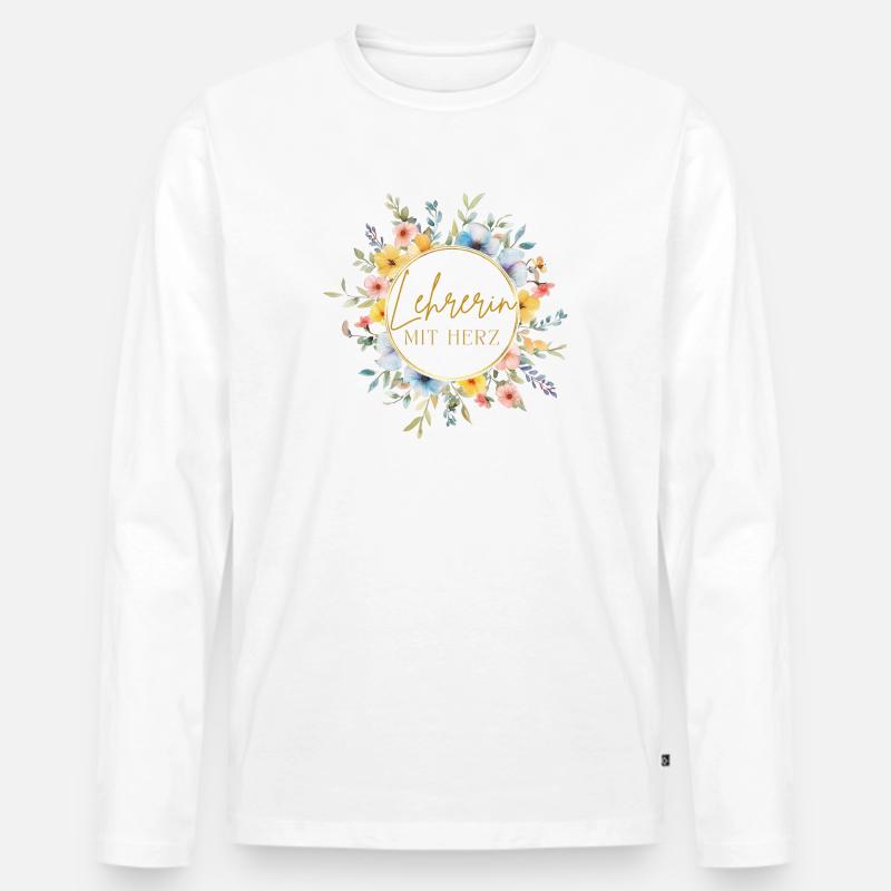 Lehrerin mit Herz! Personalisierbares Design - Männer Premium Bio Langarmshirt - Weiß