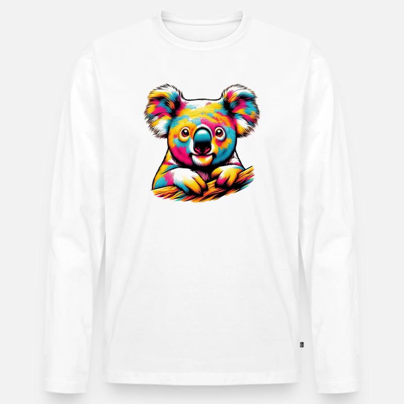 Koala - Männer Premium Bio Langarmshirt - Weiß